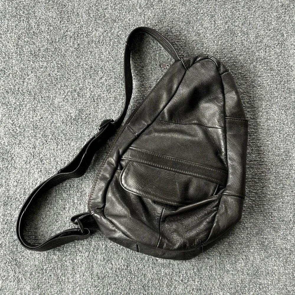 Amerileather Bag Chocolate‎ Sling Backpack Leather Crossbody Mens Travel Daypack